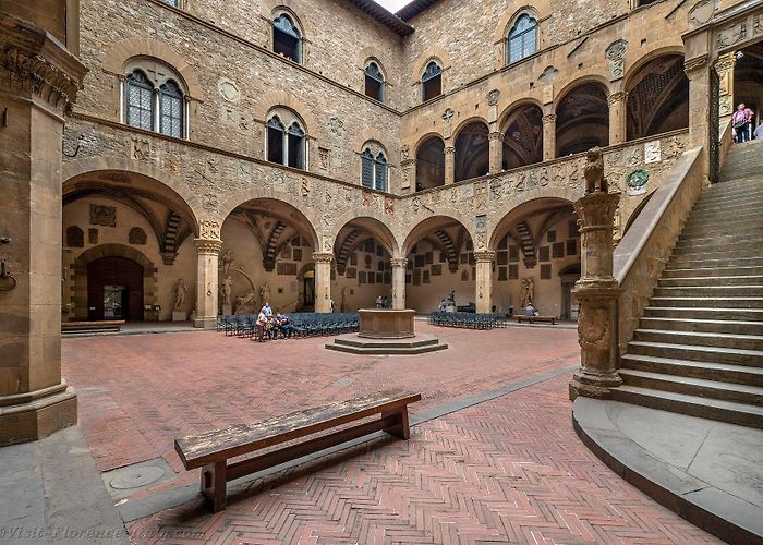Bargello Museum Courtyard and Rooms of Bargello Palace in Florence in Italy photo